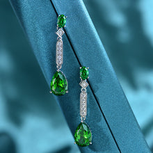 Load image into Gallery viewer, New Fashion 100% 925 Sterling Silver Pear Cut Created Emerald High Carbon Diamond Drop Earrings for Women Luxury Fine Jewelry