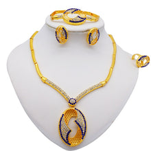 Load image into Gallery viewer, African Jewellery Charm Necklace Earrings Dubai Gold Jewelry Sets for Women Wedding Bridal Bracelet Ring Crystal Jewlery Set