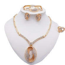 Load image into Gallery viewer, African Jewellery Charm Necklace Earrings Dubai Gold Jewelry Sets for Women Wedding Bridal Bracelet Ring Crystal Jewlery Set