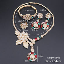 Load image into Gallery viewer, African Jewelry Charm Crystal Necklace Earrings Dubai Gold Jewelry Sets for Women Wedding Bridal Bracelet Ring Jewelry Set