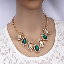 Load image into Gallery viewer, Dubai Green Crystal Big Necklace Bridal Jewelry African Charm Women Stud Earrings Wedding Gift Fashion Jewelry Sets