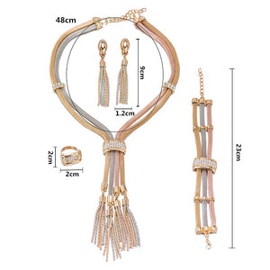 NEW Dubai Bridal Jewelry Sets for Women Gold Necklace Earrings Bracelet Ring Fashion Charm African Wedding Nigeria Sets Jewelry