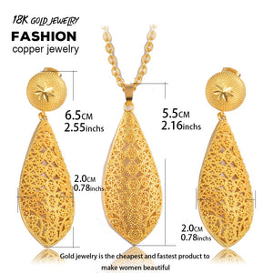 Dubai India Gold Women wedding girl Necklace Earrings Pendant Jewelry Sets Nigerian African Ethiopia Party DIY charms gift ws37