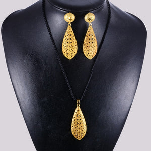 Dubai India Gold Women wedding girl Necklace Earrings Pendant Jewelry Sets Nigerian African Ethiopia Party DIY charms gift ws37