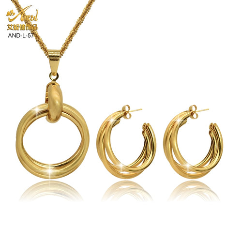 ANIID Matching Set Necklace Earrings Jewelry Women Wedding Bride Trendy Ethiopian Gold Luxury Charm African Brazilian Dubai 2021