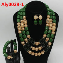 Load image into Gallery viewer, New African Fashion Wedding Jewelry Gold Dubai Nigerian Women&#39;s Big Flowers Short Necklace Ring Charm Bride Jewelry Sets Aly0029