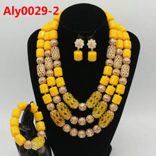 Load image into Gallery viewer, New African Fashion Wedding Jewelry Gold Dubai Nigerian Women&#39;s Big Flowers Short Necklace Ring Charm Bride Jewelry Sets Aly0029