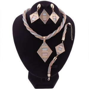 African Jewelry Charm Necklace Earrings Dubai Gold ColorJewelry Sets for Women Wedding Bridal Pendant Jewelry Set 20 Style