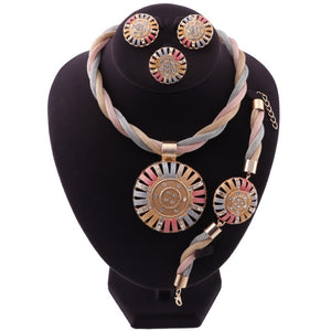 African Jewelry Charm Necklace Earrings Dubai Gold ColorJewelry Sets for Women Wedding Bridal Pendant Jewelry Set 20 Style