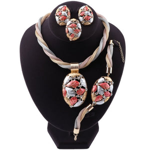 African Jewelry Charm Necklace Earrings Dubai Gold ColorJewelry Sets for Women Wedding Bridal Pendant Jewelry Set 20 Style