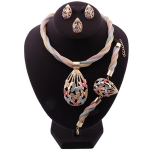 African Jewelry Charm Necklace Earrings Dubai Gold ColorJewelry Sets for Women Wedding Bridal Pendant Jewelry Set 20 Style