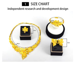 2021 Fashion African Nigerian Ring Pendant Bracelet Jewelry Charm Necklace Earrings Dubai Gold Sets for Women Wedding Bridal