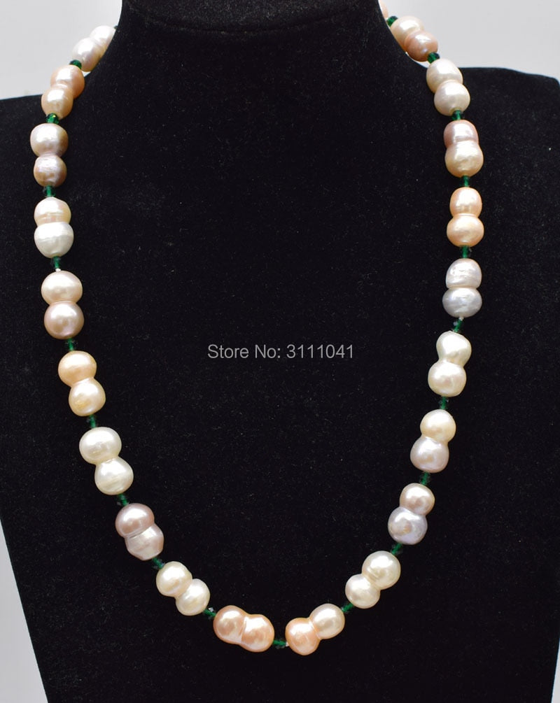 freshwater pearl NECKLACE  WHITE PINK PURPLE  52CM wholesale nature beads FPPJ GREEN SPINEL  ROUND