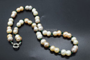 freshwater pearl NECKLACE  WHITE PINK PURPLE  52CM wholesale nature beads FPPJ GREEN SPINEL  ROUND