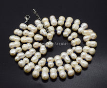 Load image into Gallery viewer, freshwater pearl NECKLACE  WHITE FALT baroque 54CM  wholesale nature beads FPPJ blue SPINEL  ROUND