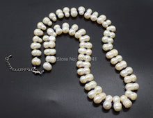 Load image into Gallery viewer, freshwater pearl NECKLACE  WHITE FALT baroque 54CM  wholesale nature beads FPPJ blue SPINEL  ROUND