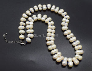 freshwater pearl NECKLACE  WHITE FALT baroque 54CM  wholesale nature beads FPPJ blue SPINEL  ROUND