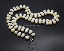 Load image into Gallery viewer, freshwater pearl NECKLACE  WHITE FALT baroque 54CM  wholesale nature beads FPPJ blue SPINEL  ROUND