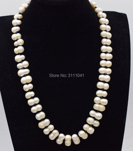 freshwater pearl NECKLACE  WHITE FALT baroque 54CM  wholesale nature beads FPPJ blue SPINEL  ROUND