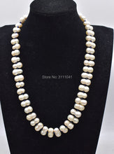 Load image into Gallery viewer, freshwater pearl NECKLACE  WHITE FALT baroque 54CM  wholesale nature beads FPPJ blue SPINEL  ROUND