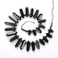 Load image into Gallery viewer, Natural Gold Obsidian Crystal Quartz Strand Rough Pointed Pendant Beads for Necklace Earrings Spinel Stone Sunlight