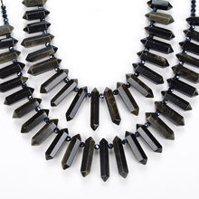 Load image into Gallery viewer, Natural Gold Obsidian Crystal Quartz Strand Rough Pointed Pendant Beads for Necklace Earrings Spinel Stone Sunlight