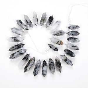 6-12 X 20-45mm Natural Rock Crystal Unique Quartz Beads Strand Rough Pointed Pendant Beads for Necklace Earrings Spinel Stone