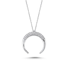 Load image into Gallery viewer, Silver 925 Sterling Zircon Cubic Zirconia Reverse Crescent Necklace