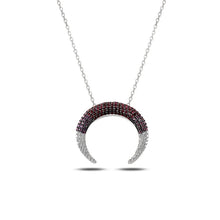 Load image into Gallery viewer, Silver 925 Sterling Pink Grayscale Nano Gemstone Reverse Crescent Necklace