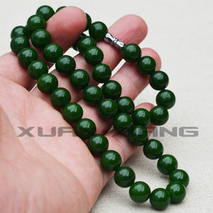 Drop Shipping Women Necklace Natural Green Quartzite Jades Stone Necklaces 10mm Round Beads Necklaces Gift Women Fine Jewelry