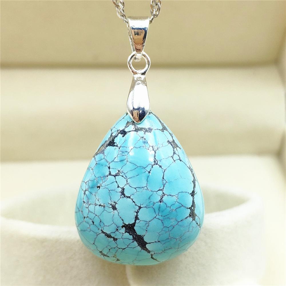 Genuine Natural Turquoise Blue Pendant 26x21x12mm Water Drop Women Men Turquoise Necklace Pendant Jewelry AAAAA