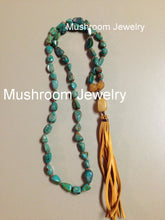 Load image into Gallery viewer, Knot Faux Leather Tassel Natural Stone Jewelry Boho Necklace Women Turquoise Beads