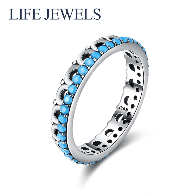 Authentic100% 925 Sterling Silver Turquoise Rings Charm l Women Luxury Sterling Silver Valentine's Day Gift Jewelry 18162