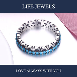 Authentic100% 925 Sterling Silver Turquoise Rings Charm l Women Luxury Sterling Silver Valentine's Day Gift Jewelry 18162