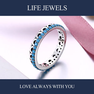 Authentic100% 925 Sterling Silver Turquoise Rings Charm l Women Luxury Sterling Silver Valentine's Day Gift Jewelry 18162