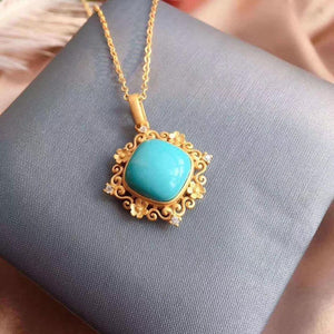 KJJEAXCMY Fine Jewelry 925 Sterling Silver inlaid Natural blue Turquoise Female Miss Girl Woman Pendant Necklace popular