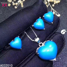 Load image into Gallery viewer, KJJEAXCMY Fine Jewelry 925 sterling silver inlaid natural blue Turquoise female ring pendant earring set popular supports test