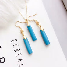 Load image into Gallery viewer, KJJEAXCMY Fine Jewelry 925 sterling silver inlaid blue Turquoise female gemstone earring pendant set luxury