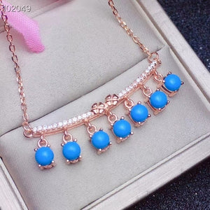 KJJEAXCMY Fine Jewelry 925 Sterling Silver inlaid Natural blue Turquoise Female Miss Girl Woman Pendant Necklace fashion