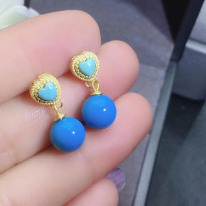 KJJEAXCMY fine jewelry natural Blue Turquoise 925 sterling silver women pendant necklace earrings set support test popular