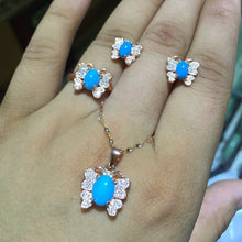 Load image into Gallery viewer, KJJEAXCMY Fine jewelry 925 Sterling silver jewelry inlaid natural colorful blue turquoise female models jewelry set happiness pa