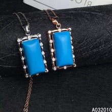 Load image into Gallery viewer, KJJEAXCMY Fine Jewelry 925 Sterling Silver inlaid Natural blue Turquoise Female Miss Girl Woman Pendant lovely Necklace