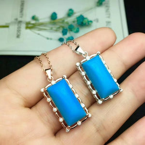 KJJEAXCMY Fine Jewelry 925 Sterling Silver inlaid Natural blue Turquoise Female Miss Girl Woman Pendant lovely Necklace