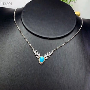 KJJEAXCMY Fine Jewelry 925 Sterling Silver inlaid Natural blue Turquoise Female Miss Girl Woman Pendant Necklace trendy