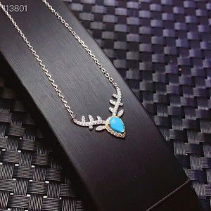 KJJEAXCMY Fine Jewelry 925 Sterling Silver inlaid Natural blue Turquoise Female Miss Girl Woman Pendant Necklace trendy