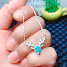 Load image into Gallery viewer, KJJEAXCMY Fine Jewelry 925 Sterling Silver inlaid Natural blue Turquoise Female Miss Girl Woman Pendant Necklace trendy