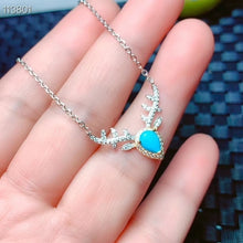 Load image into Gallery viewer, KJJEAXCMY Fine Jewelry 925 Sterling Silver inlaid Natural blue Turquoise Female Miss Girl Woman Pendant Necklace trendy