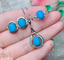 Load image into Gallery viewer, KJJEAXCMY Fine jewelry 925 sterling silver inlaid natural turquoise female necklace chain pendant ring ear set support detection