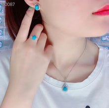 Load image into Gallery viewer, KJJEAXCMY Fine jewelry 925 sterling silver inlaid natural turquoise female necklace chain pendant ring ear set support detection