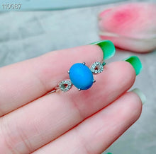 Load image into Gallery viewer, KJJEAXCMY Fine jewelry 925 sterling silver inlaid natural turquoise female necklace chain pendant ring ear set support detection